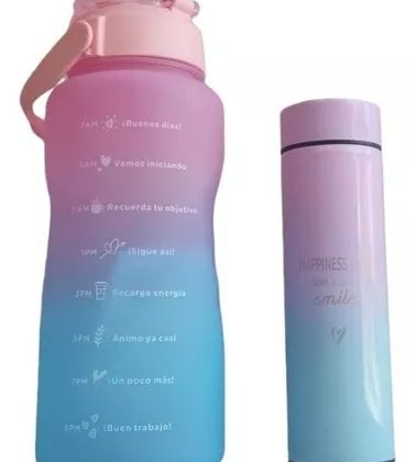 Botella Agua Motivacional + Termo Mug Digital